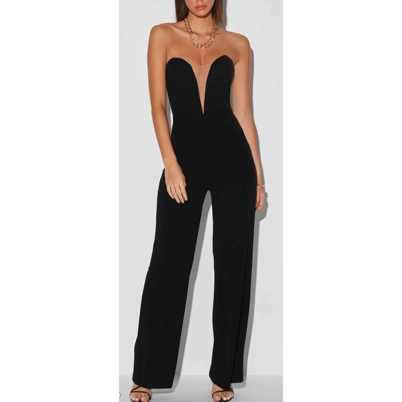 Lulus Pants - Lulu's Strapless Special Occasion Formal Mesh Jumper Black Size Medium NEW